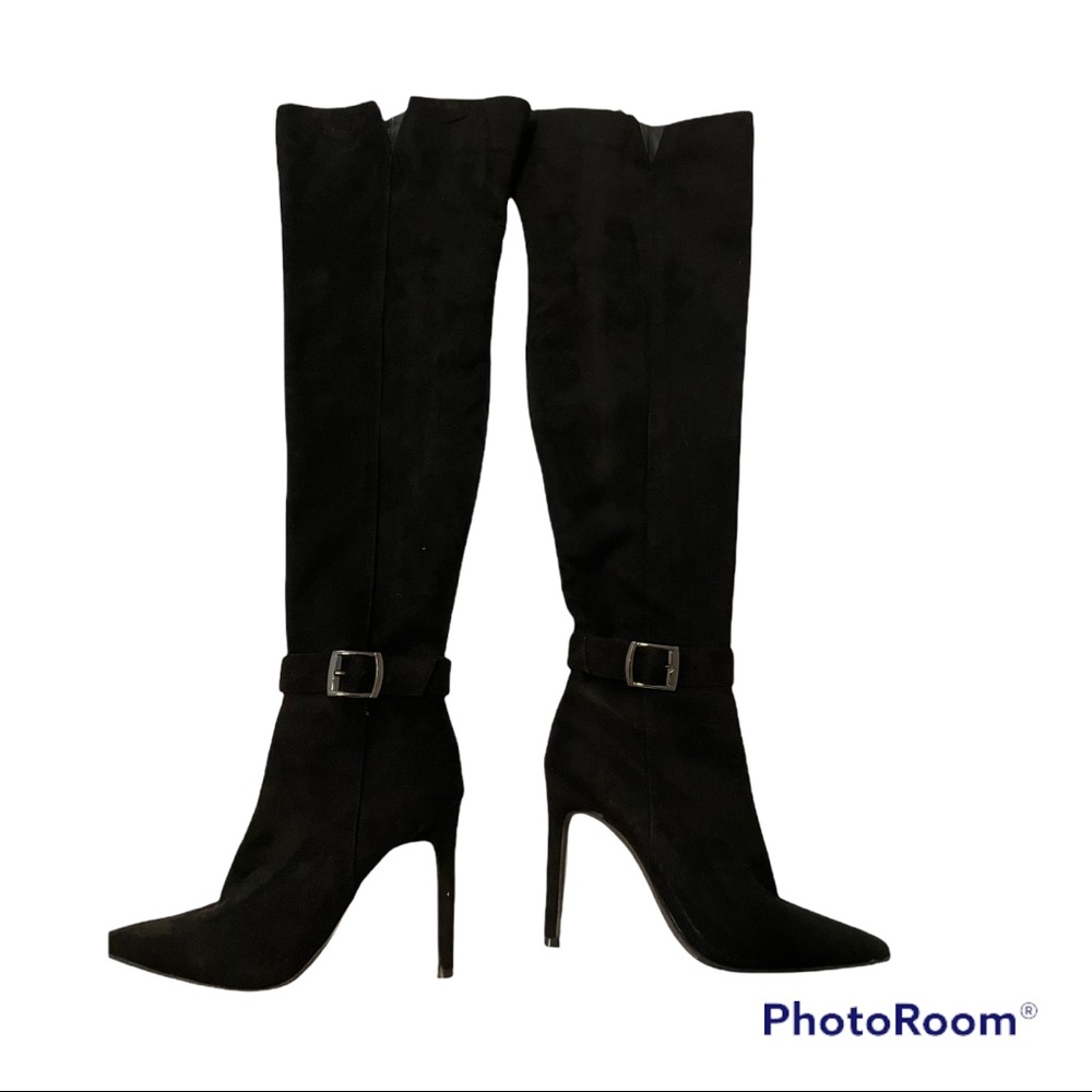 Forever 21 Size 5.5 Black suede thigh high boots like new